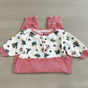 Holiday Vintage Infant Romper Sleeper 12M One Piece Soft Cotton Moose Dinosaur
